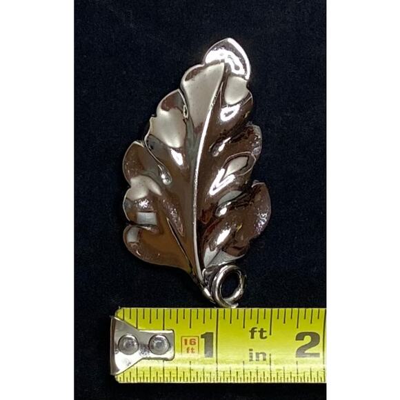 Vintage Old Crest Sterling Silver Oak Leaf Brooch Pin Pendant Textured Fall - Picture 11 of 11